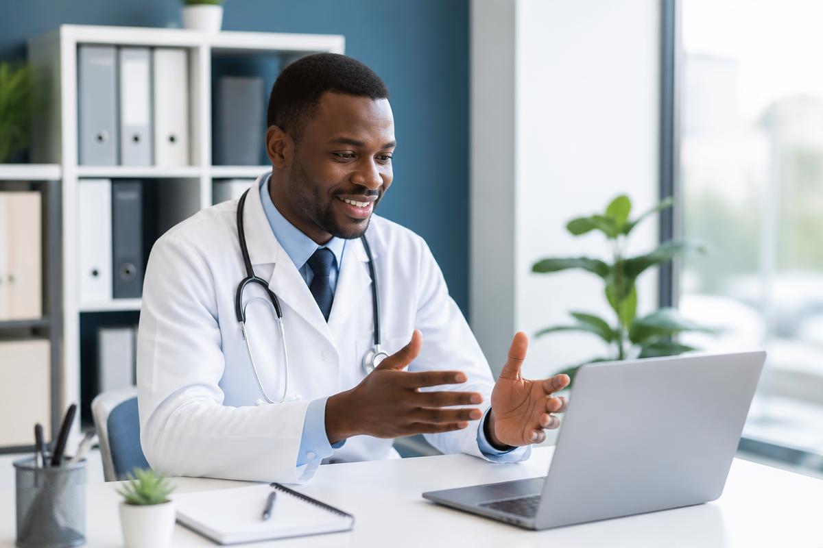 Médecin ivoirien en téléconsultation
